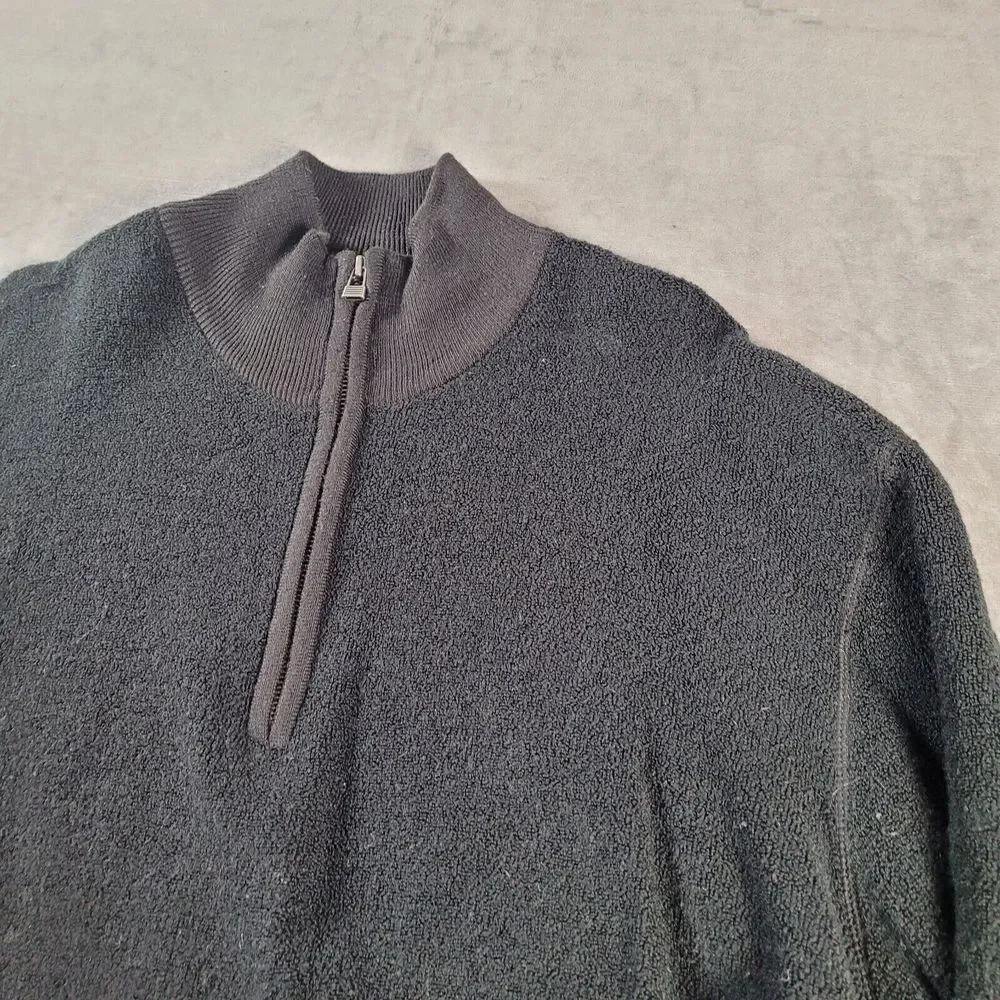 Eddie Bauer‎ Ebtek Vintage Wool Blend 1/4 Zip Mock Neck Mens Black Size Medium